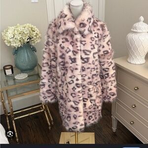 Tyler Boe Blush Leopard Faux Fur Coat